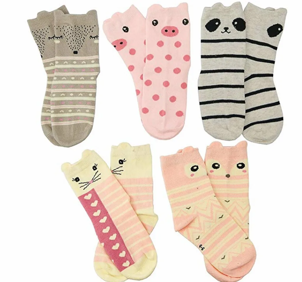 

5 Pair/lot New Soft Cotton Boys Girls Socks Cute Cartoon Pattern Kids Socks For Baby Boy Girl 7 Kinds Style Suitable For 1-10Y J