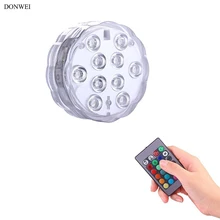 DONWEI 10LED подводный RGB фонарь прожектор дистанционного Управление IP68 Водонепроницаемый праздничного декора светодиодные фонари для сада пруд
