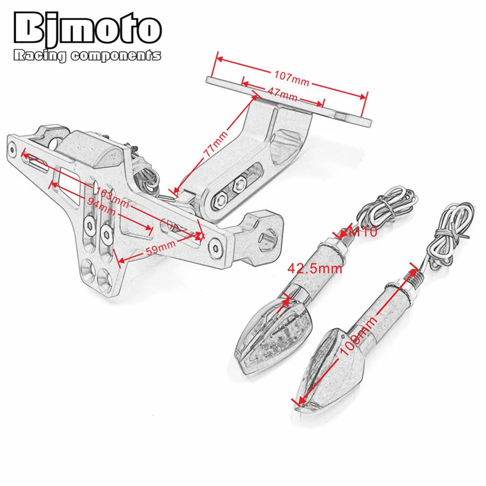 Bjmoto Мотоцикла Алюминиевый номерного кронштейн номерных знаков держатель рамка