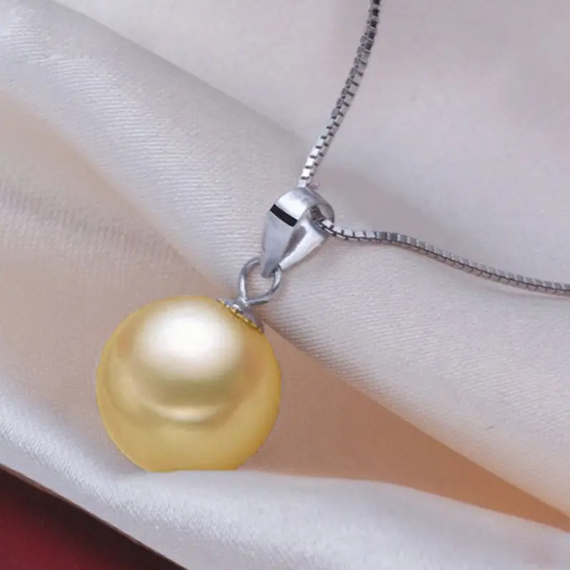 

Free Shipping >>>>>AAA round 10-11mm Australian south sea gold pearl pendant necklace 18inch