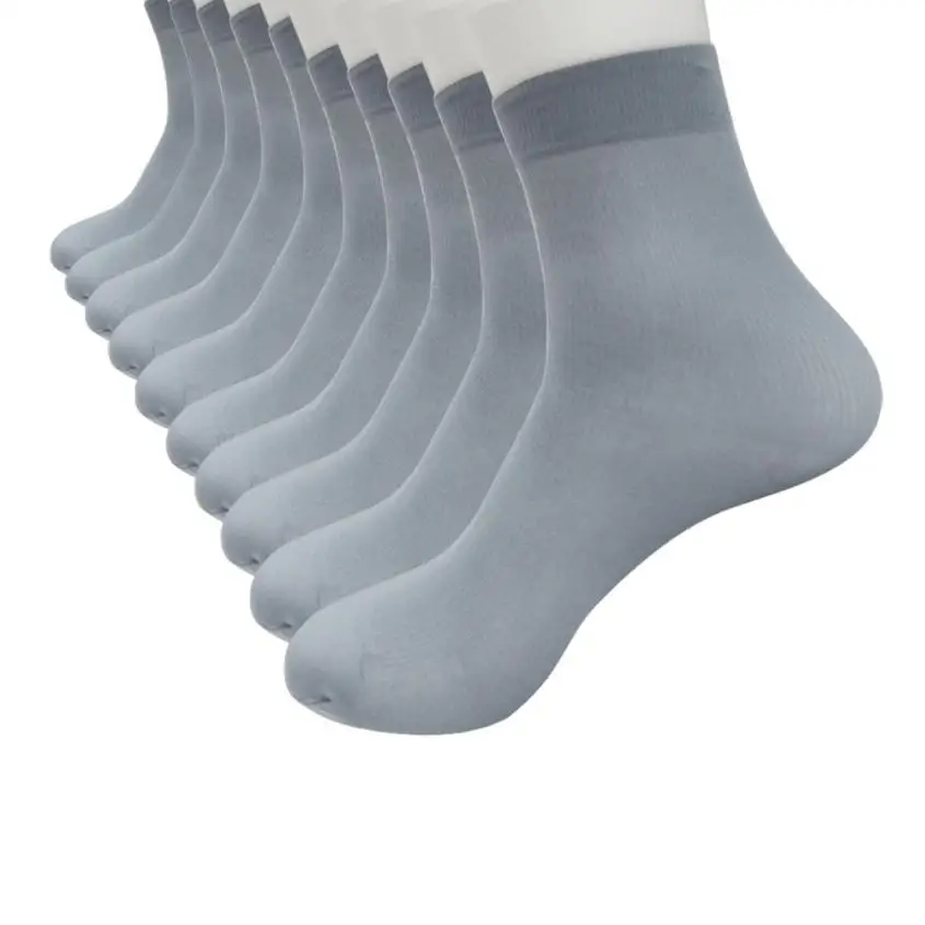 MUQGEW Новые 10 пар мужских бамбуковых носков волокна ультра-тонкие эластичные шелковистые короткие шелковые чулки Дышащие носки sof masculinas meias - Цвет: gray