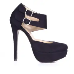 Новый 2016 горячая продажа мода лето насосы сексуальные круглый носок женщины супер высокие каблуки черные туфли на платформе женщина