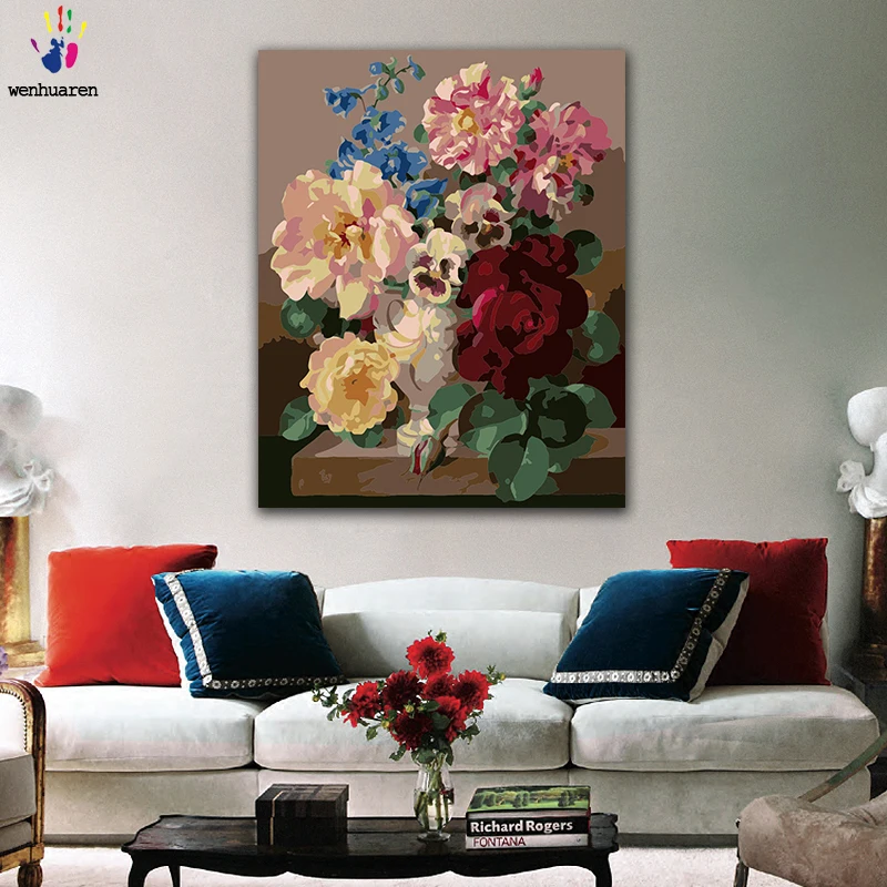 

DIY colorings pictures by numbers with colors Blossoming hibiscus flower picture drawing painting by numbers framed Home