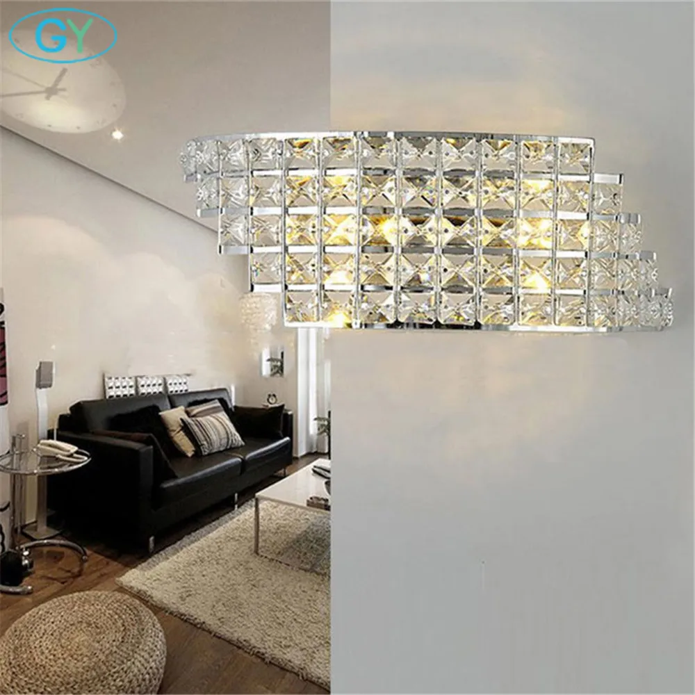 Modern LED crystal wall light 6W warm white stainless steel + clear