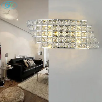 

Modern LED crystal wall light 6W warm white stainless steel + clear crystal wall sconces led luminaire abajur lampe gy lighting