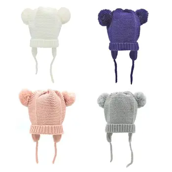 

Unisex Baby Beanie Caps Boys Girls Knitted Cap Solid Color Children Hair Ball Hat Warm Infant Knitted Hats Kids Baby Beanie Cap