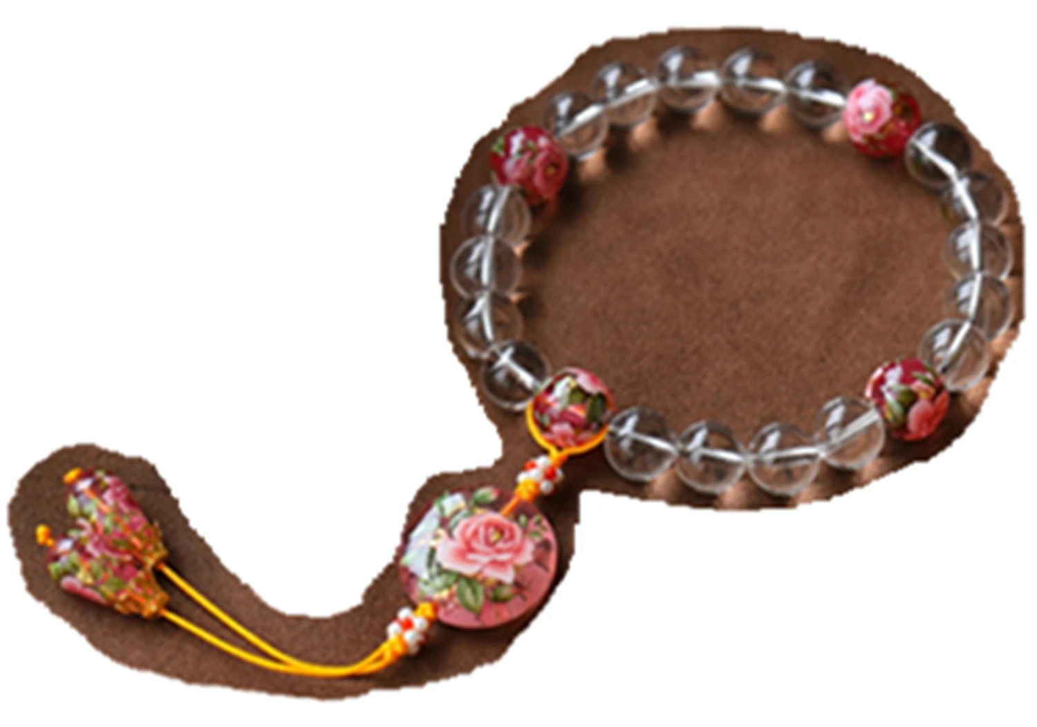 

Natural white crystal beaded with Japanese painted beads pearl red agate pendant bracelet