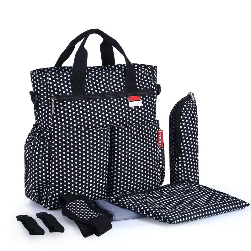

Mother Mommy Maternity Bag Baby Nappy Bag Set Baby Diaper Bag Suits including Bottle Holder Changing Mat Handbag Stroller Hooks