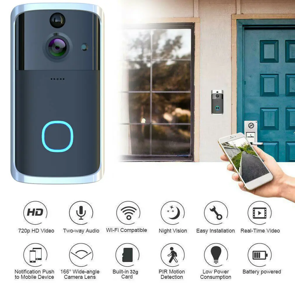 

Wireless Smart Doorbell Camera WiFi Remote Video Home Security DoorBell Phone IR Video Visual Ring Camera Intercom Home Security