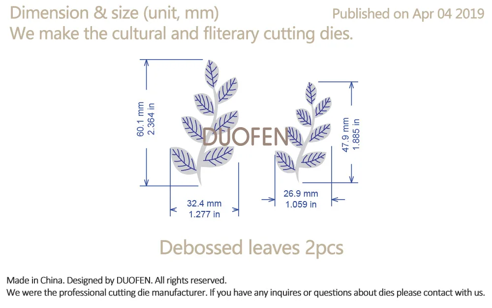 DUOFEN металлические режущие штампы 2 шт Выгравированный трафарета в форме листьев DIY скрапбук бумажный альбом Новинка