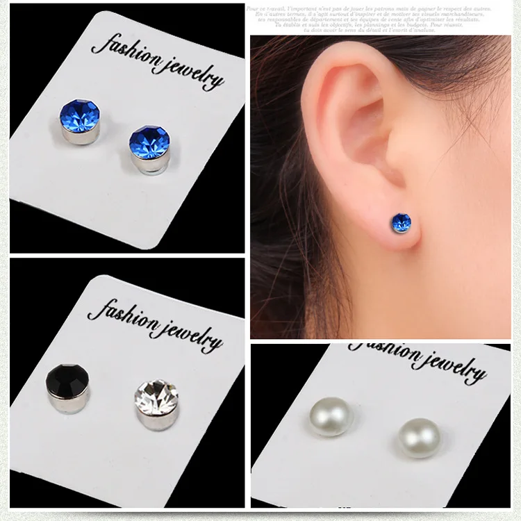 100pcs/lot Color Analog crystal Ear Pierced Earrings Strong