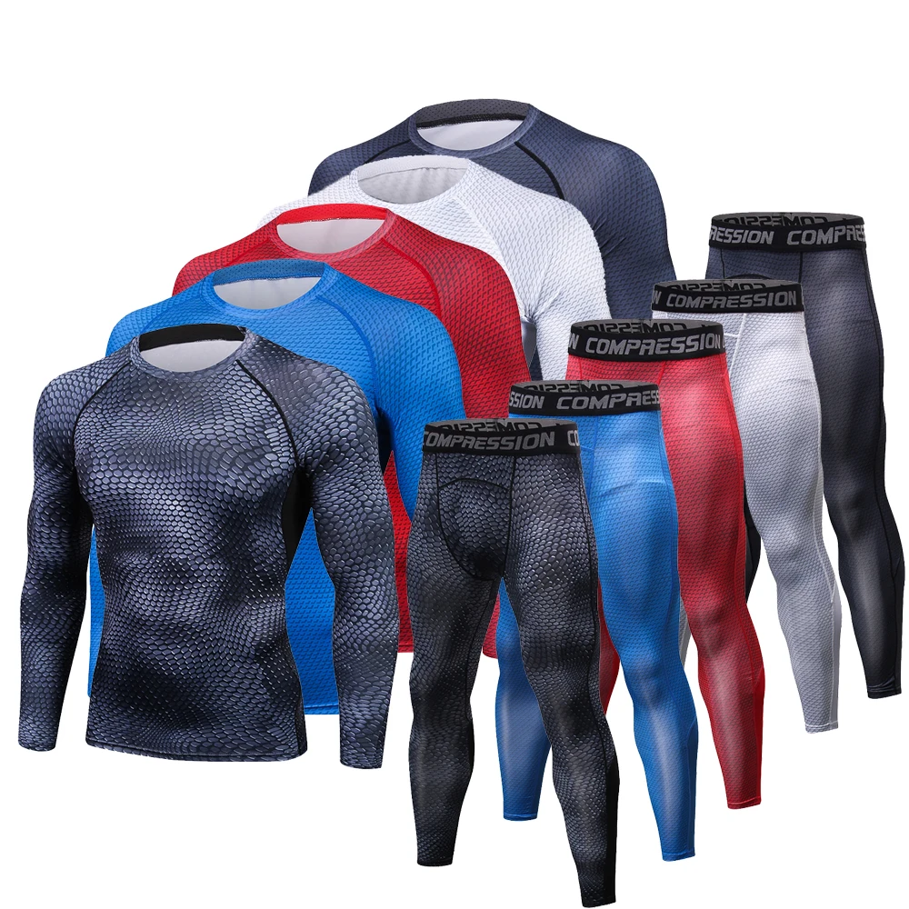 

Newest Serpentine Fitness Compression Sets T Shirt Men 3D Printed MMA Shirt Crossfit Suit Jogger Leggings Base Layer Tight Tops