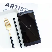 

Simple Black Mirror Love Heart Soft TPU phone Cases For iphone 7 case iPhone 7 7 Plus 6 6S Plus Cute Girl Style Fundas Cover