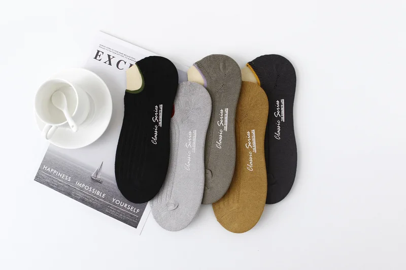 5 пар/партия летняя брендовая Pier Polo печать Невидимый Для мужчин's Носки в повседневном стиле чесаный хлопковые носки-тапочки; короткие мужские носки