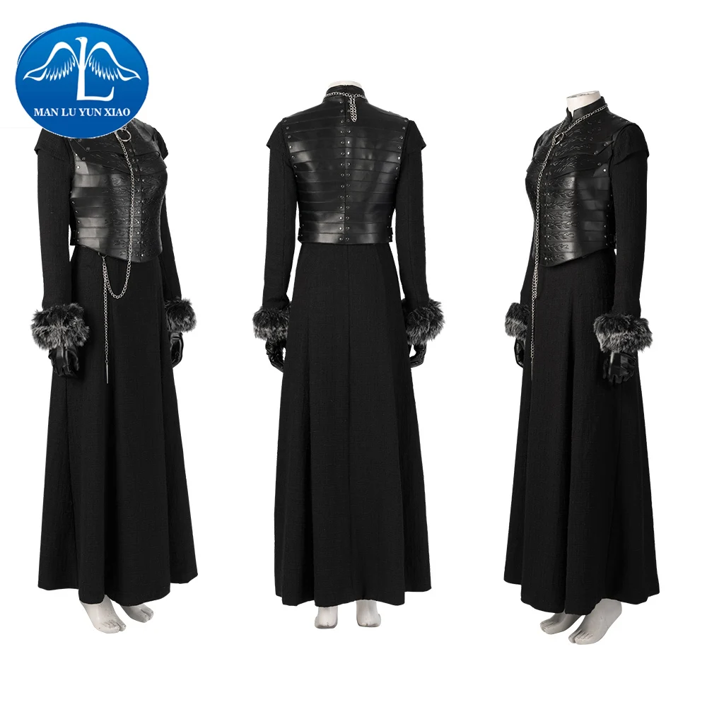 Game of Thrones Cosplay Costume Sansa Stark Cosplay Dress Cloak Outfit Custom Made Halloween Accessories Faux Leather