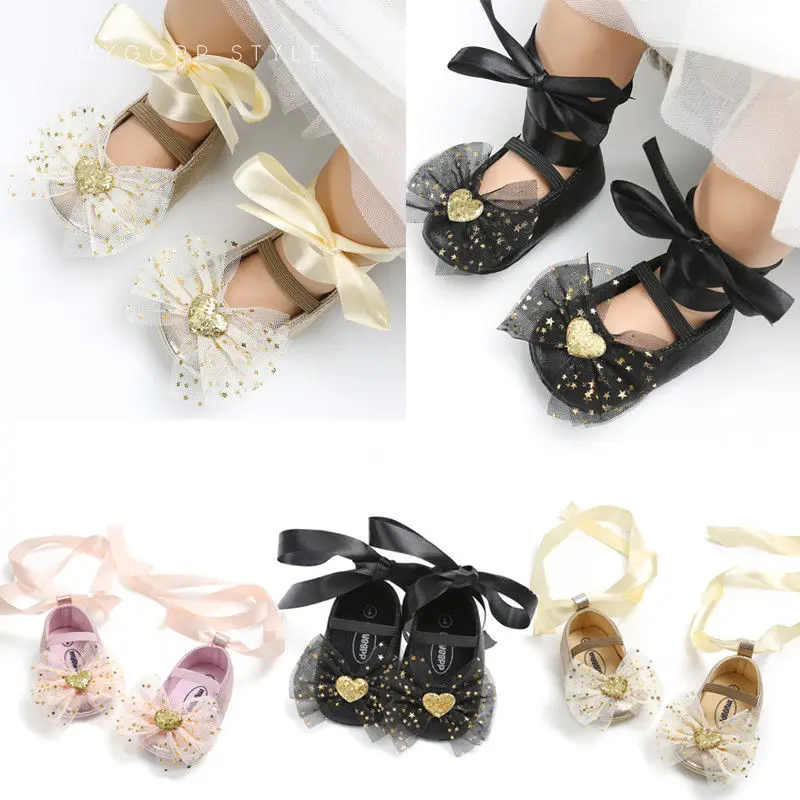 

Princess Lovely Toddler Baby Girls Boys Shoes Crib Shoes 4 Style Sequined Bow Floral Slip On Lace Belt Baby Shoes 0-18M