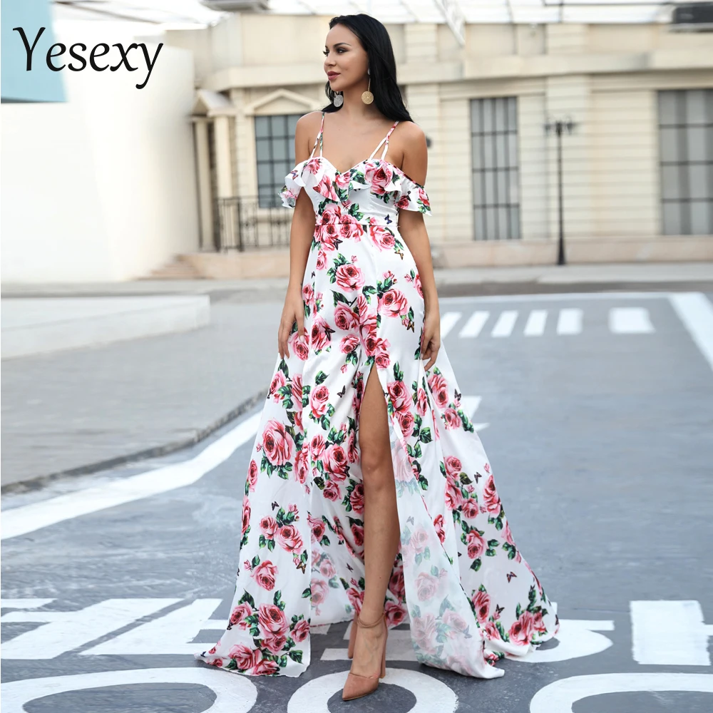Платье с цветочным принтом Yesexy элегантное платье коротким рукавом и глубоким