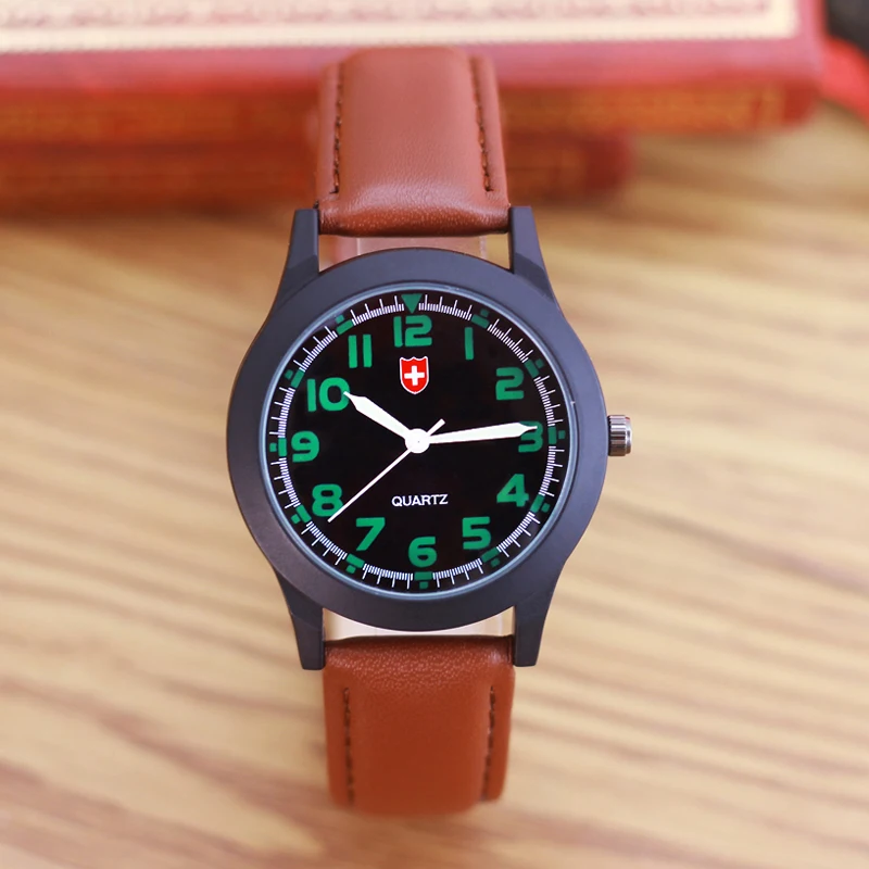 

2019 new style children fashion leather sport quartz watches boys students kids party gifts electronic waterproof Military clock