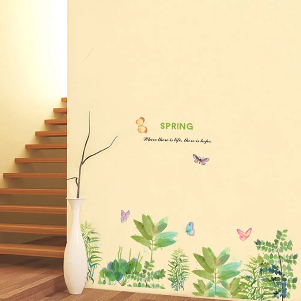 

Garden Plant Flower Butterfly Wall Stickers Home Decor Living Room Badroom Kitchen Pvc Wall Decals Diy Mural Art Decoration