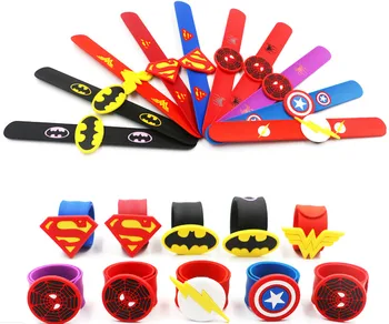 

Jiangzimei 24pcs Cartoon Superman, Batman, Halloween, Mermaid, Smile Face, Flamingo Silicone Clap Rings for Kid Children boy