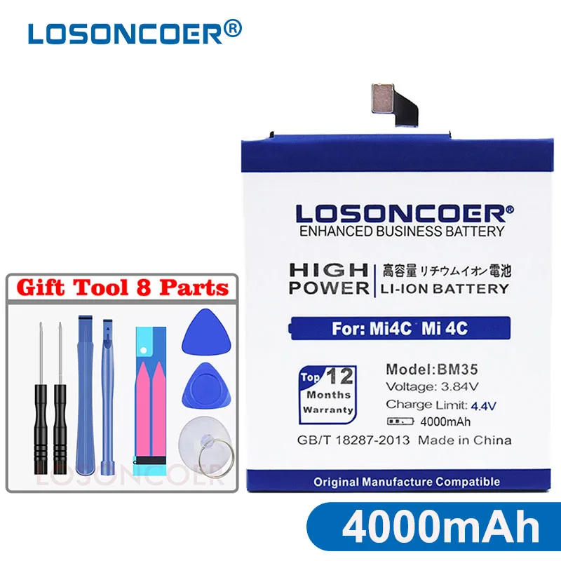 

LOSONCOER 4050mAh BM35 Polymer Batteries For Original Xiaomi M4C Battery Mi 4C for Xiaomi Mi4C Battery +Tools