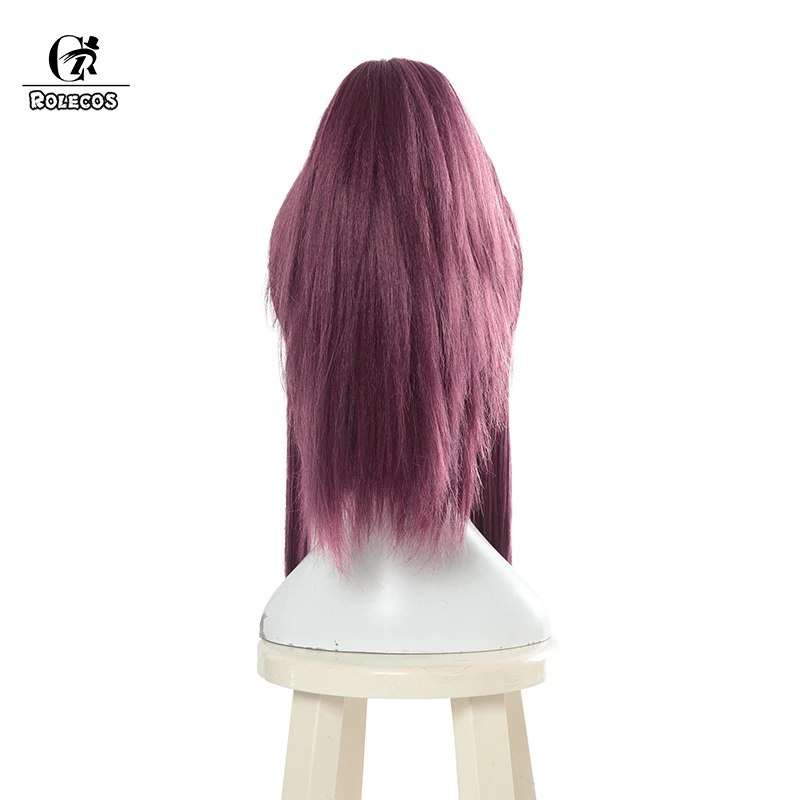 ROLECOS LOL KDA AKALI Cosplay Hair Akali Cosplay Headwear Game LOL K/DA 40CM Long Purple Heat Resistant Synthetic Hair Perucas