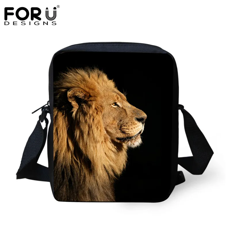 FORUDESIGNS/крутые сумки с принтом льва для детей, для мальчиков, брендовые дизайнерские детские мини сумки через плечо, повседневные сумки на плечо