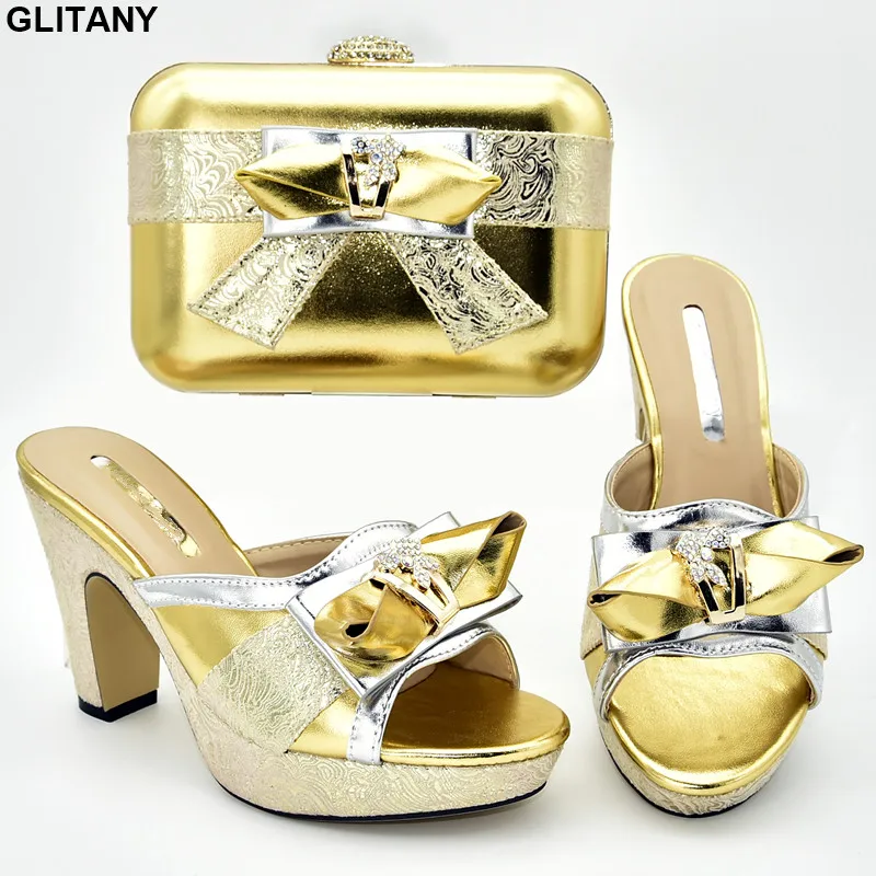 

Italian Shoes with Matching Bag High Quality Shoe and Matching Bag for Nigeria Party Shoes Woman High Heel Crystal Wedding Pumps