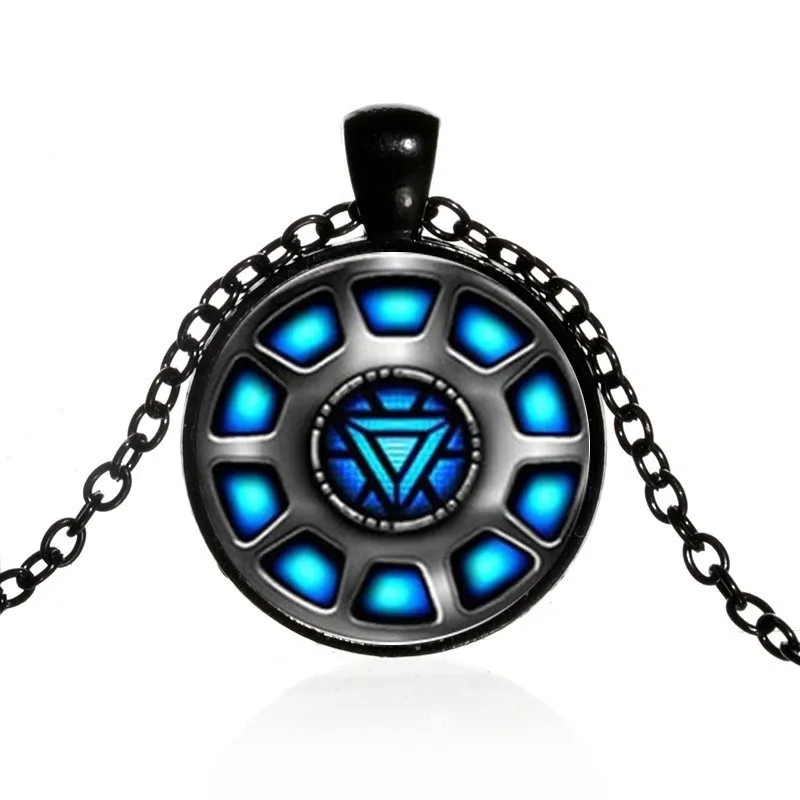

New Fashion Movie Series Avengers Iron Man Curved Glass Time Captain America Charm Necklace