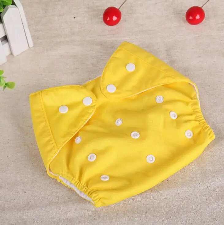 Горячая Распродажа, 1 шт Многоразовые детские подгузники для младенцев, тканевые подгузники, мягкие чехлы, моющиеся, свободный размер, регулируемые подгузники, зимняя, летняя версия - Цвет: Цвет: желтый