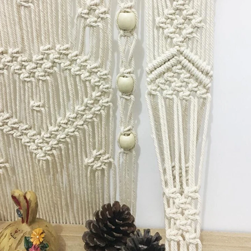 Tassel Tapestry Wall Hangings Hand-Woven Wall Decoration Bohemian Hand-Woven Line Tassels Tapestries Bedroom Wall Shelf Racks
