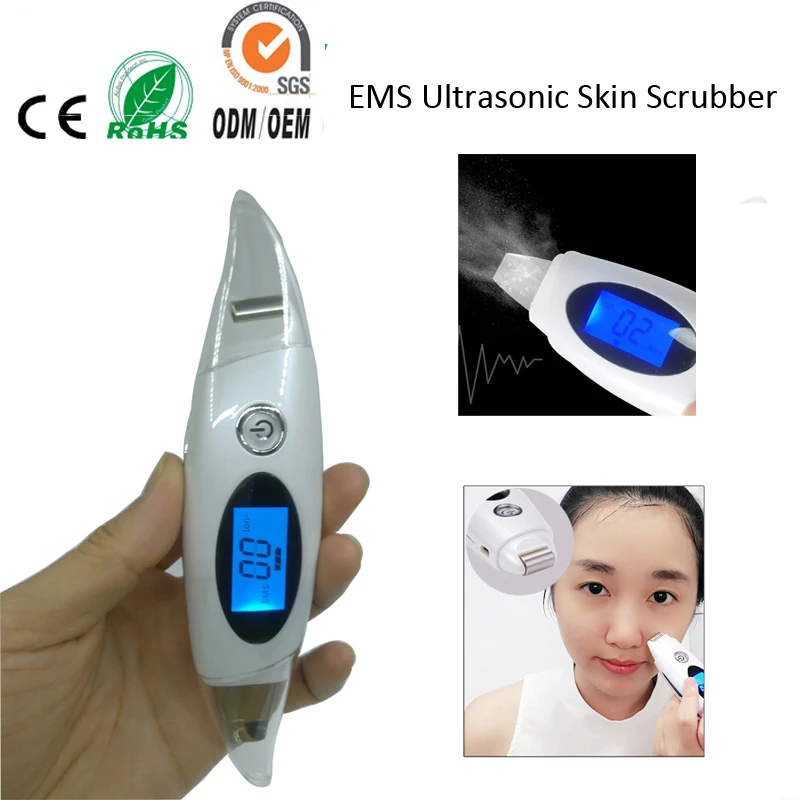  LCD EMS Skin Scrubber Microdermabrasion Ultrasonic Ion Peeling Facial Cleanser Beauty Machine With 