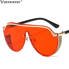 Винтажные большие овальные солнцезащитные очки для женщин, Индивидуальные сексуальные красные, фиолетовые, металлические, градиентные, зеркальные, UV400 Feminino De Sol Gafas