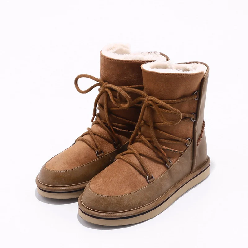 

Yasilaiya Round head flat bottom warm snow boots Ankle women boots Lace-Up women shoes Low (1cm-3cm) winter boots women