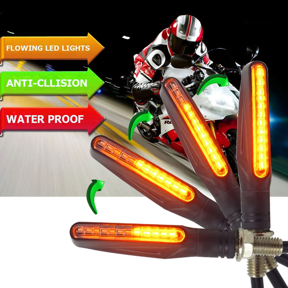 

Flowing motorcycle turn signal lights Flicker LED Amber Indcator Lamp FOR softail suzuki intruder m109r honda shadow goldwing