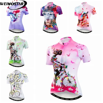 

Weimostar Cycling Jersey Women Bike jersey Road MTB Bicycle Clothing Top Maillot Breathable Short sleeves racing Blouse female