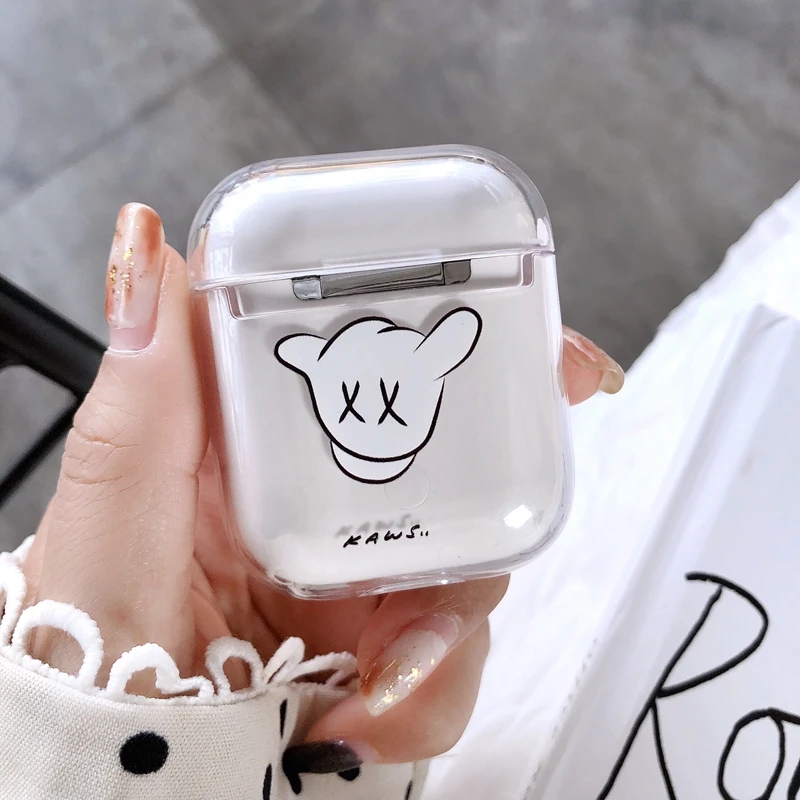 For Airpods2 Case Cute Cartoon Transparent Hard Wireless Bluetooth Earphone Case For Air pods Cover For AirPods Dust Guard Coque