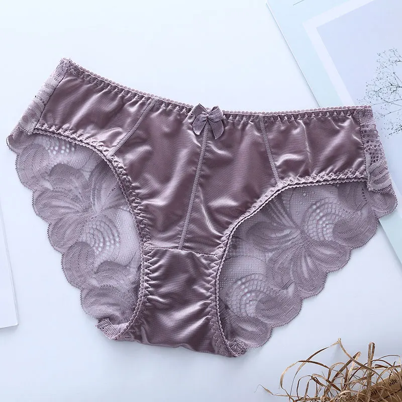 SP&CITY European Style Silk Women Lace Underwear Sexy Transprent Panties Female Lingerie Crtoch Cotton Briefs Hollow Out Panties