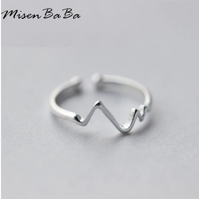 New Cool Fashion Party Gift Rings 925 Sterling Silver Electrocardiogram Shape Opening For Women Jewelry | Украшения и аксессуары