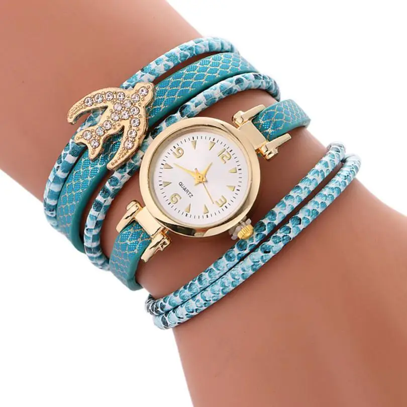 Мода часы женские браслет часы ограниченное время Продвижение Дамы браслет бриллиантовый Круглые Наручные часы студенческий модный стол - Цвет: Sky Blue