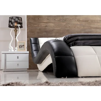 

Modern style solid wood luxury design leather bed