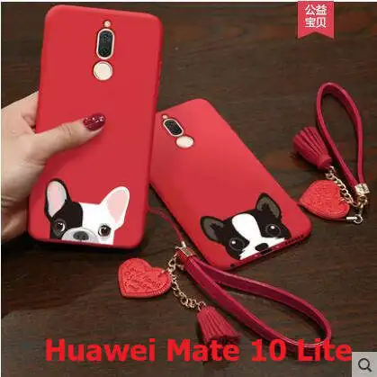 

Huawei Mate 10 Lite case silicon, Fashion luxury Cartoon silicone strap with lanyard phone case for huawei nova 2i case cover