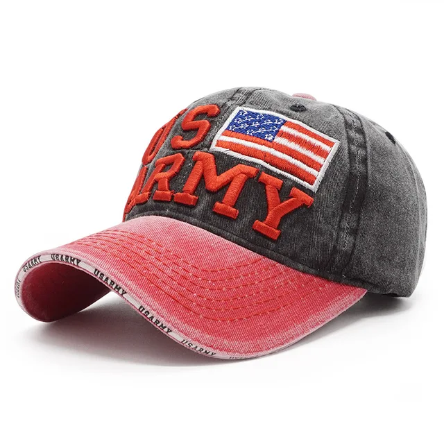 High Quality Washed Flag Baseball Cap Men Women US ARMY Dad Hat 100 