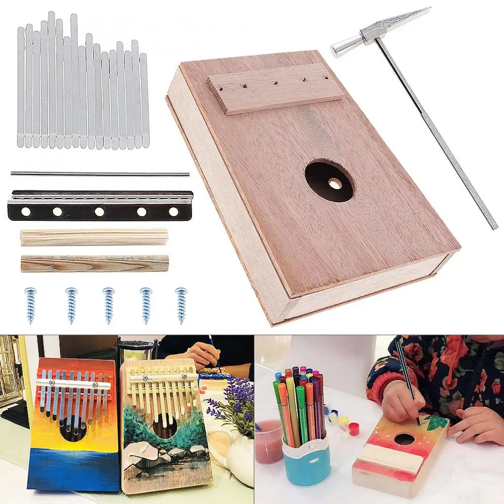 17 Key High-end configuration Kalimba DIY Kit Mahogany Thumb Piano Mbira for Handwork Painting Parents-child Campaign | - Цена: 1 212,47 руб.