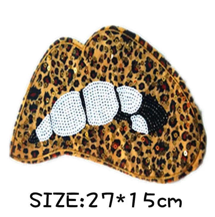 Модные DIY леопардовые губы заплатки «губы» аппликация ручной работы шитье для Bling Блестки патч Вышивка Стенд - Цвет: A