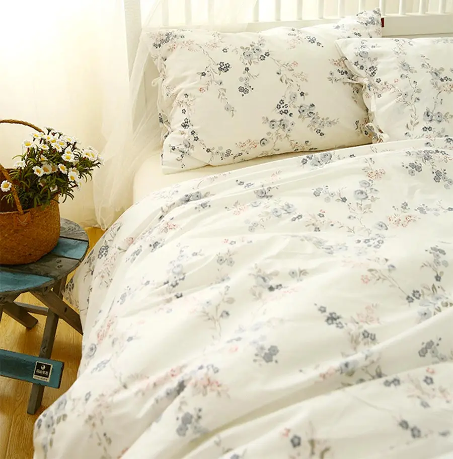 Blue Floral Bedding Set Teen Kid 100 Cotton Twin Full Queen King