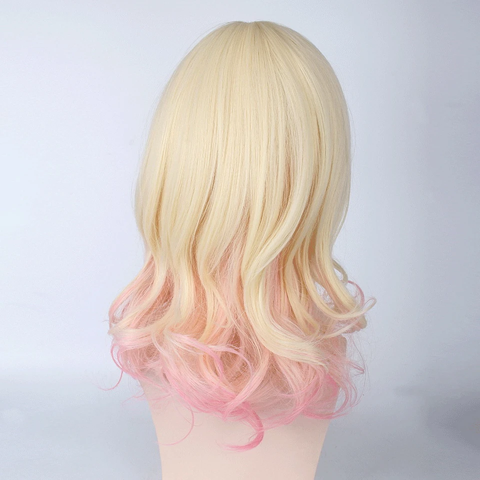 Yiyaobess 16 дюймов средней длины волнистые парик косплей костюм термостойкие синтетические светлые розовые Ombre парики для женщин