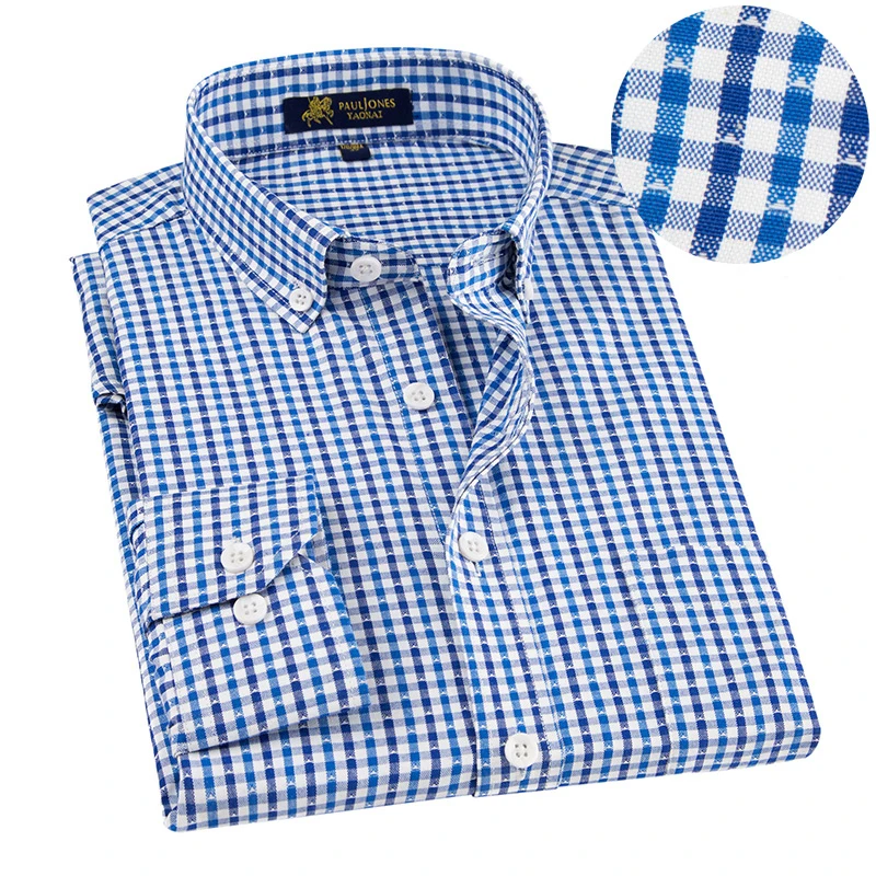 Мужская рубашка в клетку с отложным воротником и длинным рукавом|shirt small|fit shirtregular