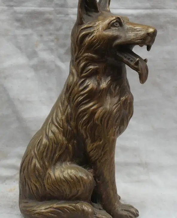 

12" China Chinese Fengshui Copper Fu Rich Wealth Zodiac Year Foo Door Dog Statue