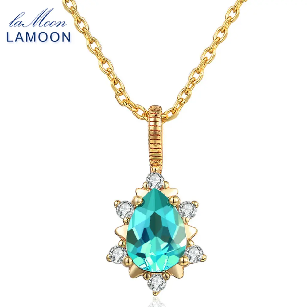 

LAMOON- 5x7mm 1ct 100% Natural Apatite 925 Sterling Silver Jewelry Chain Pendant Necklace WTDP LMNI023